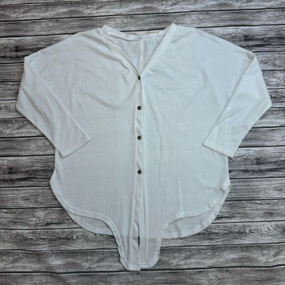 Unbranded Womens Sheer Front Tie Button Front V Neck White Cardigan M Med Medium - Picture 12 of 13